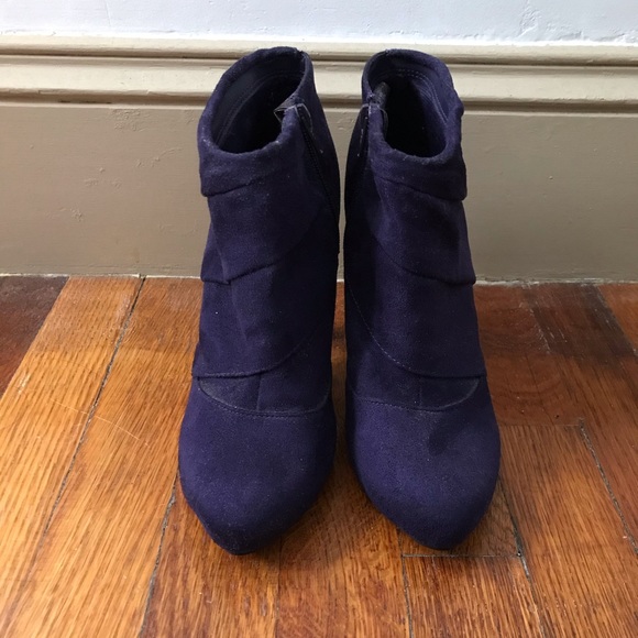 FIONI Purple Suede Heeled Booties - Picture 3 of 6